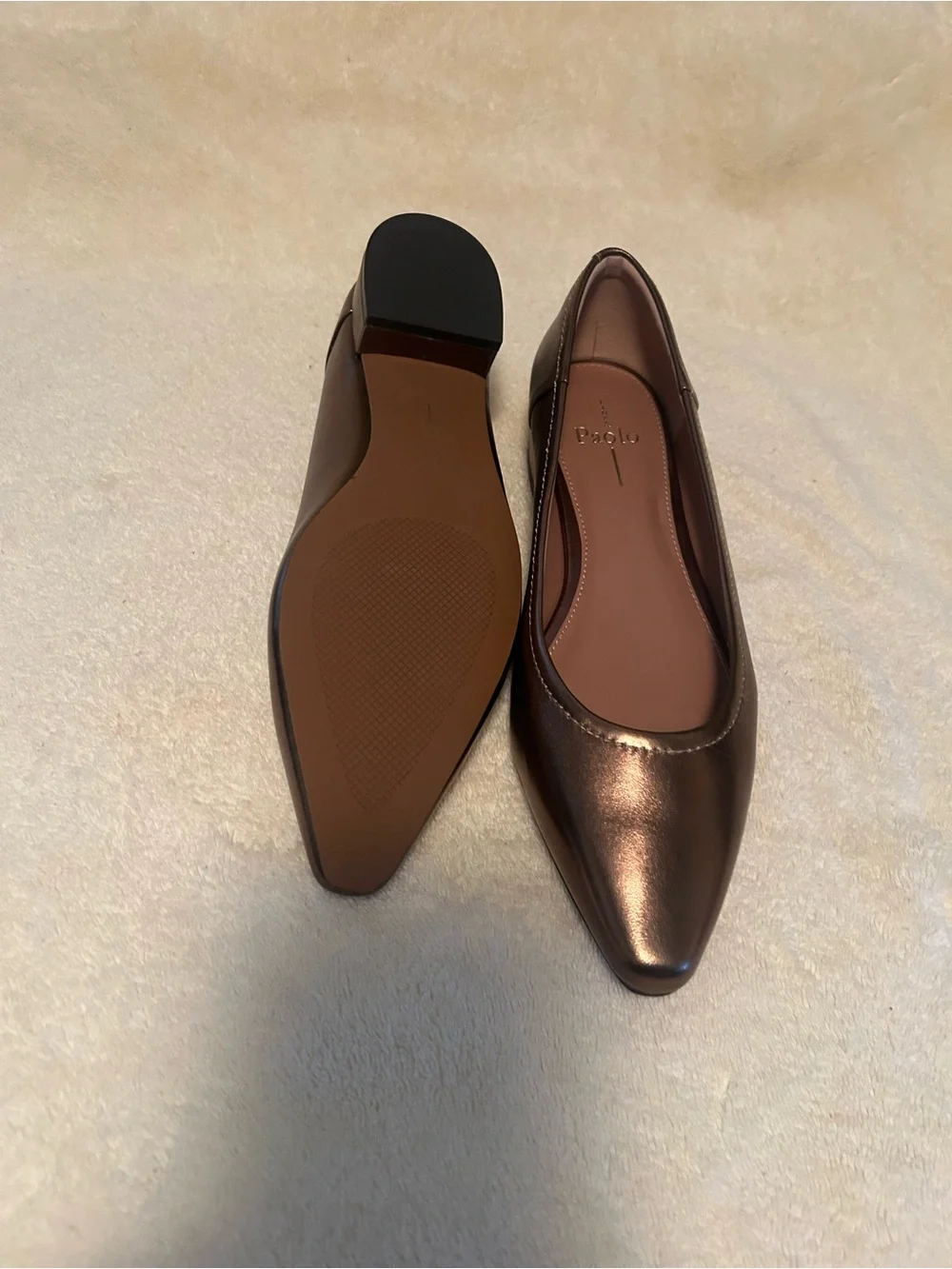 Gorgeous Paolo Metallic Chocolate Pointed Toe Flats